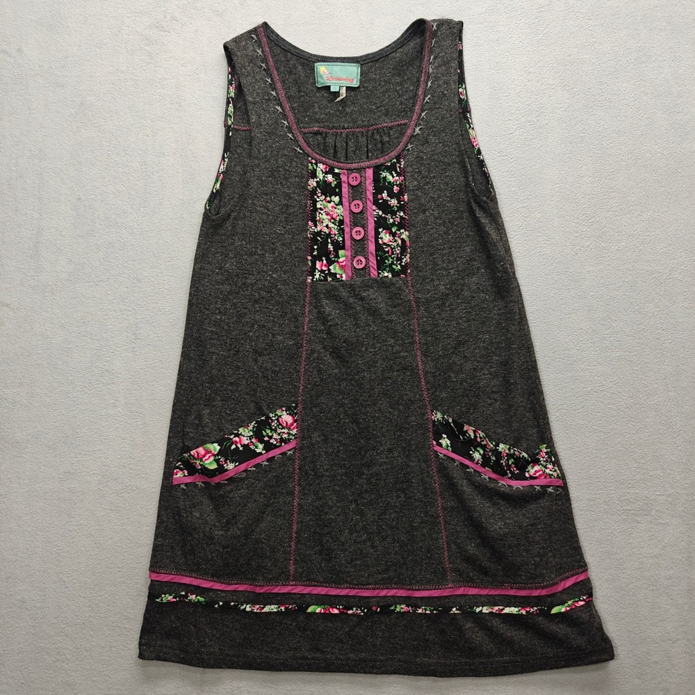 Hummingbird Y2k Floral Patchwork‎ Sleeveless Tunic Top Womens S Boho Twee Hippie